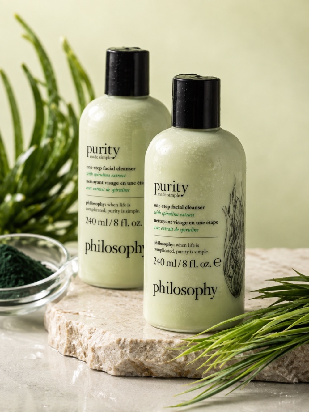 Philosophy Purity One-Step Facial Cleanser Spirulina 8 oz x2 NEW SEALED